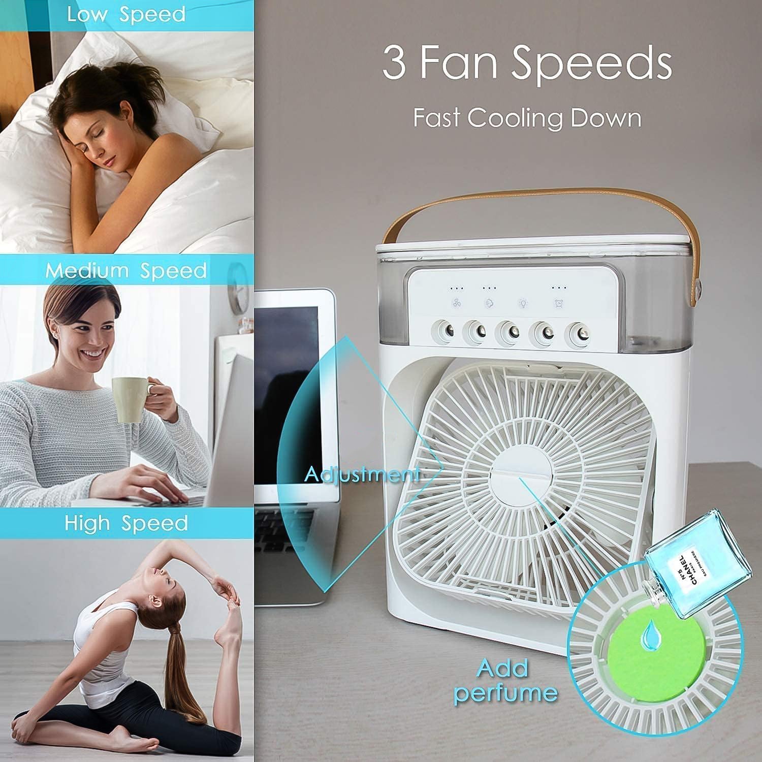 Portable Air Conditioner Fan 7 Color Changing Light (Big  1 Pc) Portable Air Conditioner Fan 7 Color Changing Light (Big  1 Pc)